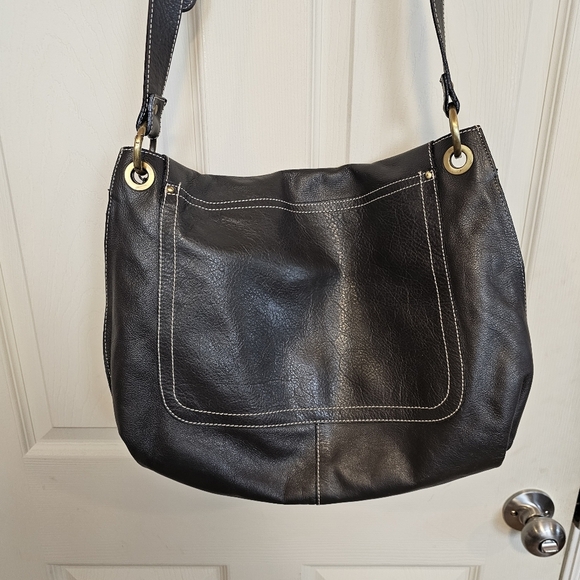 LIKE NEW Flvorio Leather Italian Made Floppy Large Crossbody Bag - Picture 4 of 9